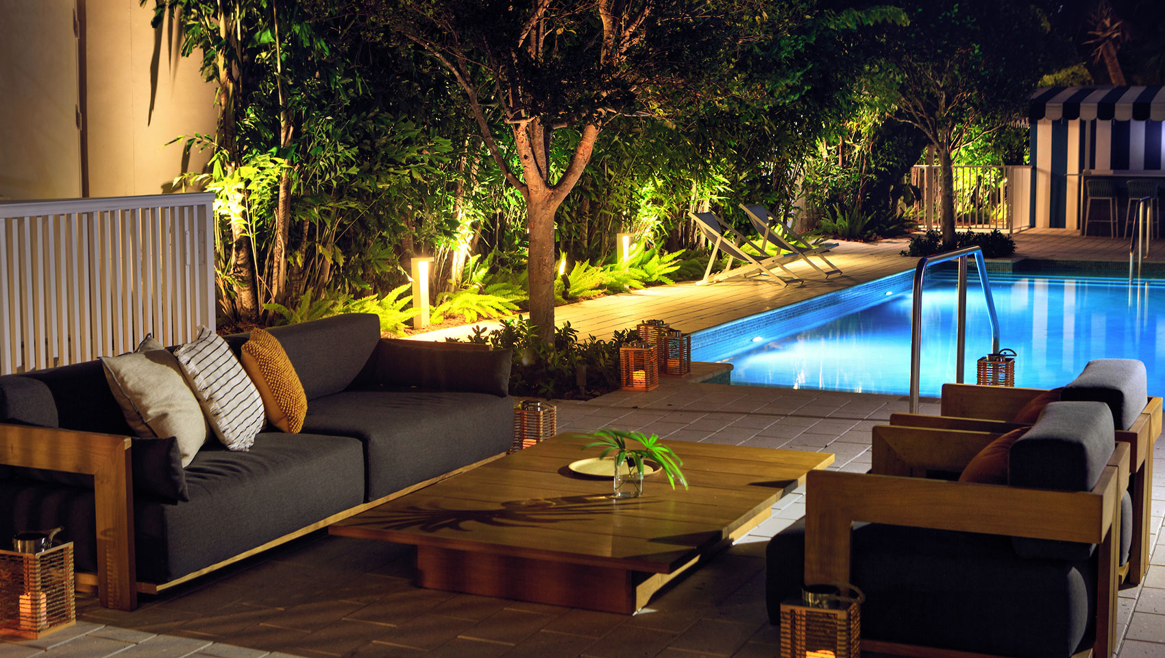 Lounge chairs by the pool