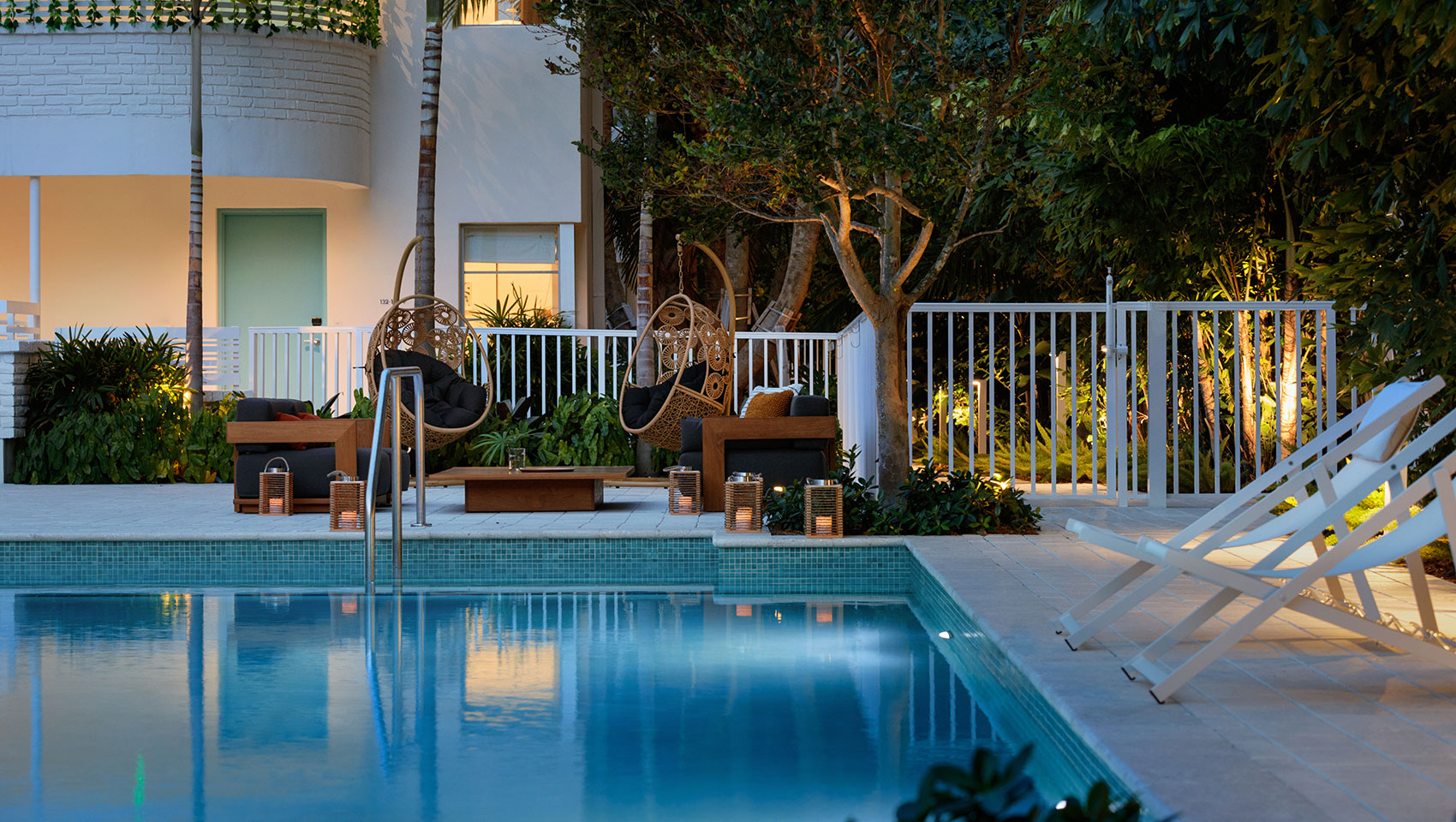 pool with lounge seating